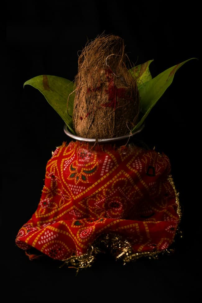 A ceremonial kalash prepared for a puja